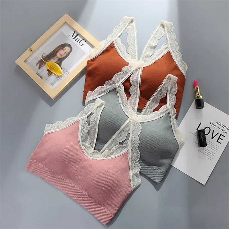 2022 Sexy Women Lace Tube Top Bra Wrap Brassiere No Steel Ring Comfortable Bottoming Soft Thread Sling Lingerie Sports Underwear