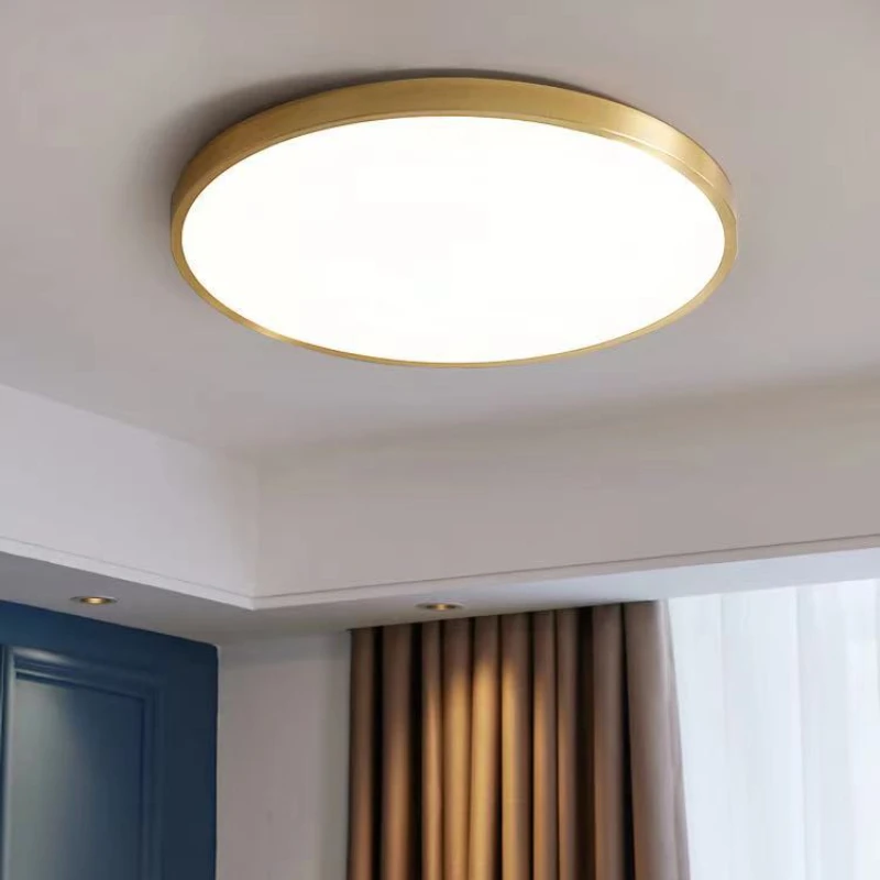 Ultra-thin LED Ceiling Light Luxury Bedroom Light Simple Modern Balcony Room Light Copper Living Room Light Nordic Lamps