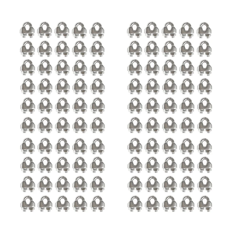 

JHD-100Pcs Stainless Steel M3 U Type Clamp Wire Rope Clips Cable Bolts Rigging Hardware Clamps