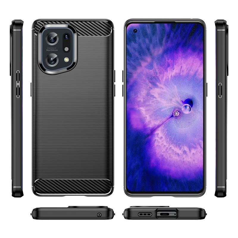 Чехол из углеродного волокна для OPPO Find X5 Pro X 5 Lite Мягкий Силиконовый