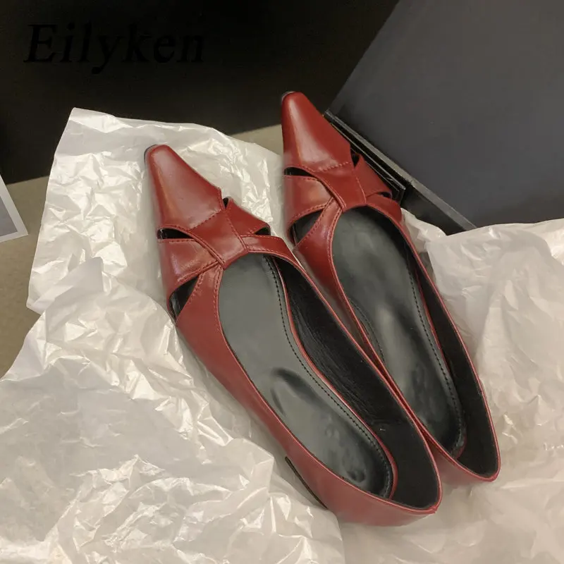 

Eilyken/Дизайнерские женские туфли-лодочки с острым носком на низком каблуке; Модные элегантные уличные сандалии; Zapatos De Mujeres