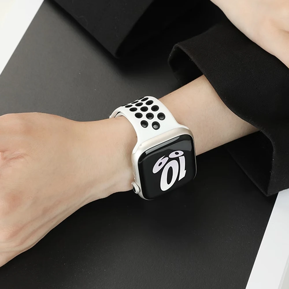 Фото Ремешки для Apple Watch 44 мм, 46 мм, 42 мм, 45 мм, 41 мм, 40 мм, Ultra 2, 49 мм, дышащий браслет Correa для iWatch Series 11, 10, 9, 8, SE, 7, 6, 5 №5