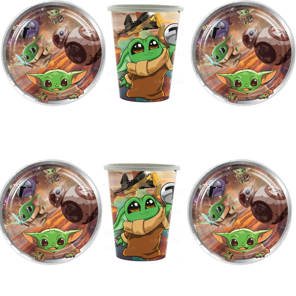 60 шт./лот детские сувениры на тему Йоды чашки тарелки набор посуды для вечеринки в