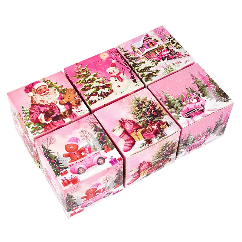 6 шт./компл. розовая рождественская подарочная коробка упаковочная для печенья