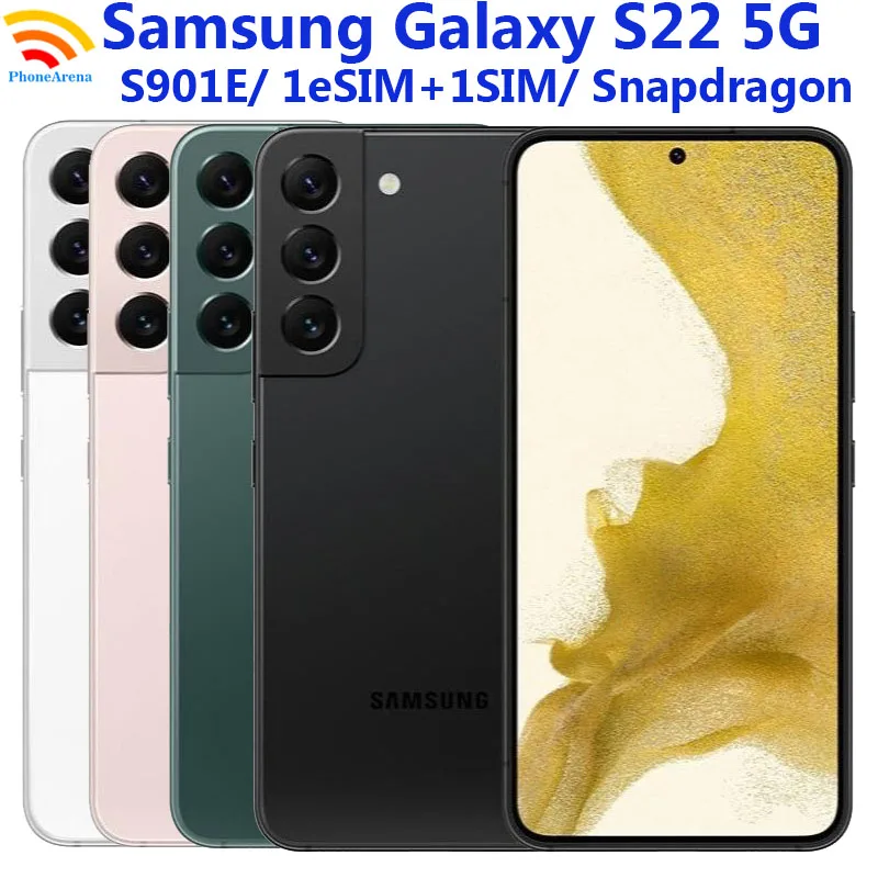 

Samsung Galaxy S22 5G S901E 6.1" 8GB RAM 128GB ROM 1eSIM+1SIM Snapdragon 8 Gen 1 NFC Octa Core Original Unlocked 5G