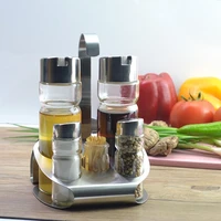 oiler seasoning jar set kitchen spice bottle combination stainless steel seat glass oil bottle