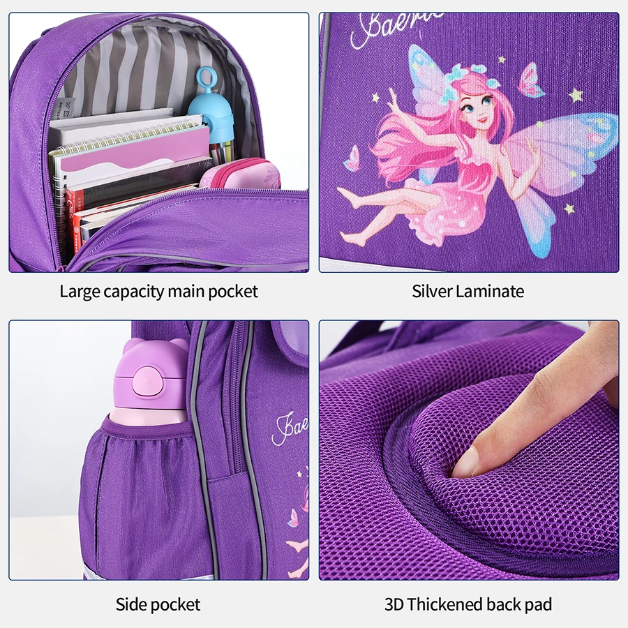 Kids Brand Beautiful Faerie Pattern School Bags for Girls Waterproof Backpack Primary Children 3D Orthopedic Schoolbag mochilas