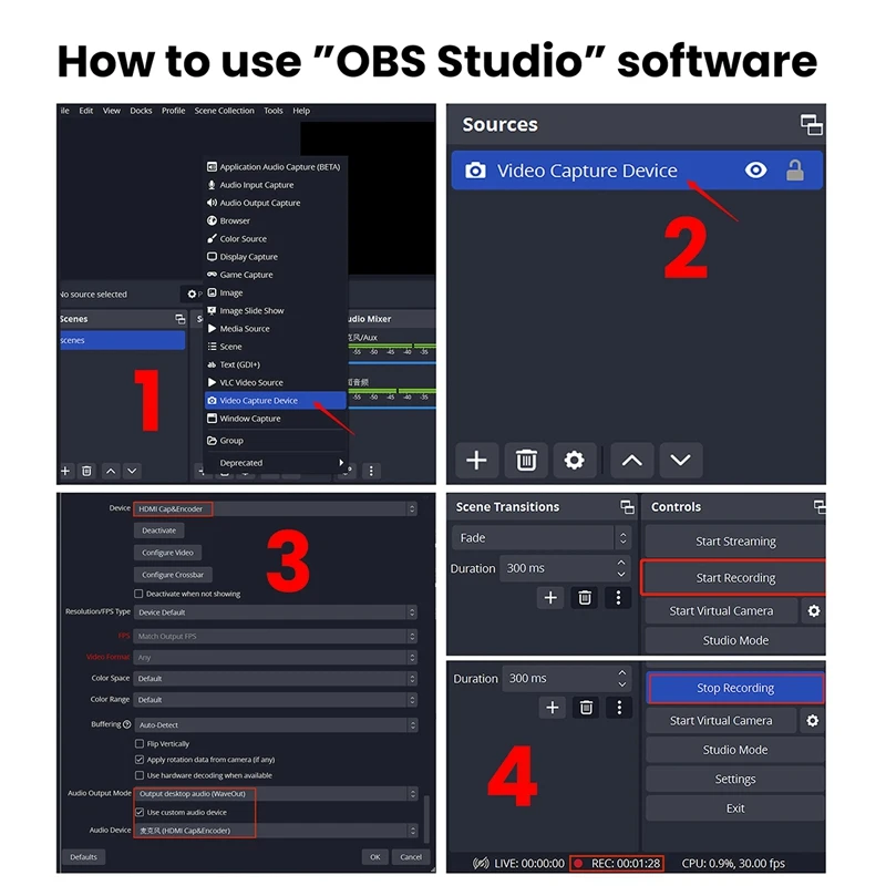 LCC261 1080P CVBS к USB-карту видеозахвата черный H.264 и MJPEG двухстримерный энкодер AHD CVI TVI