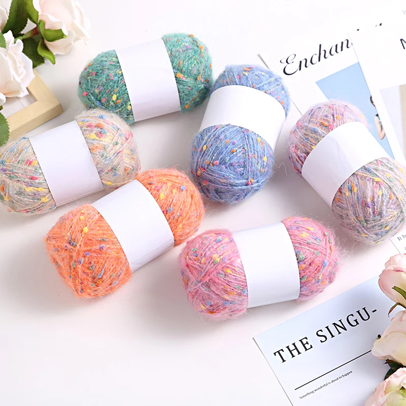 Мохеровая пряжа с цветными точками для ручной вязки 50 г/шар