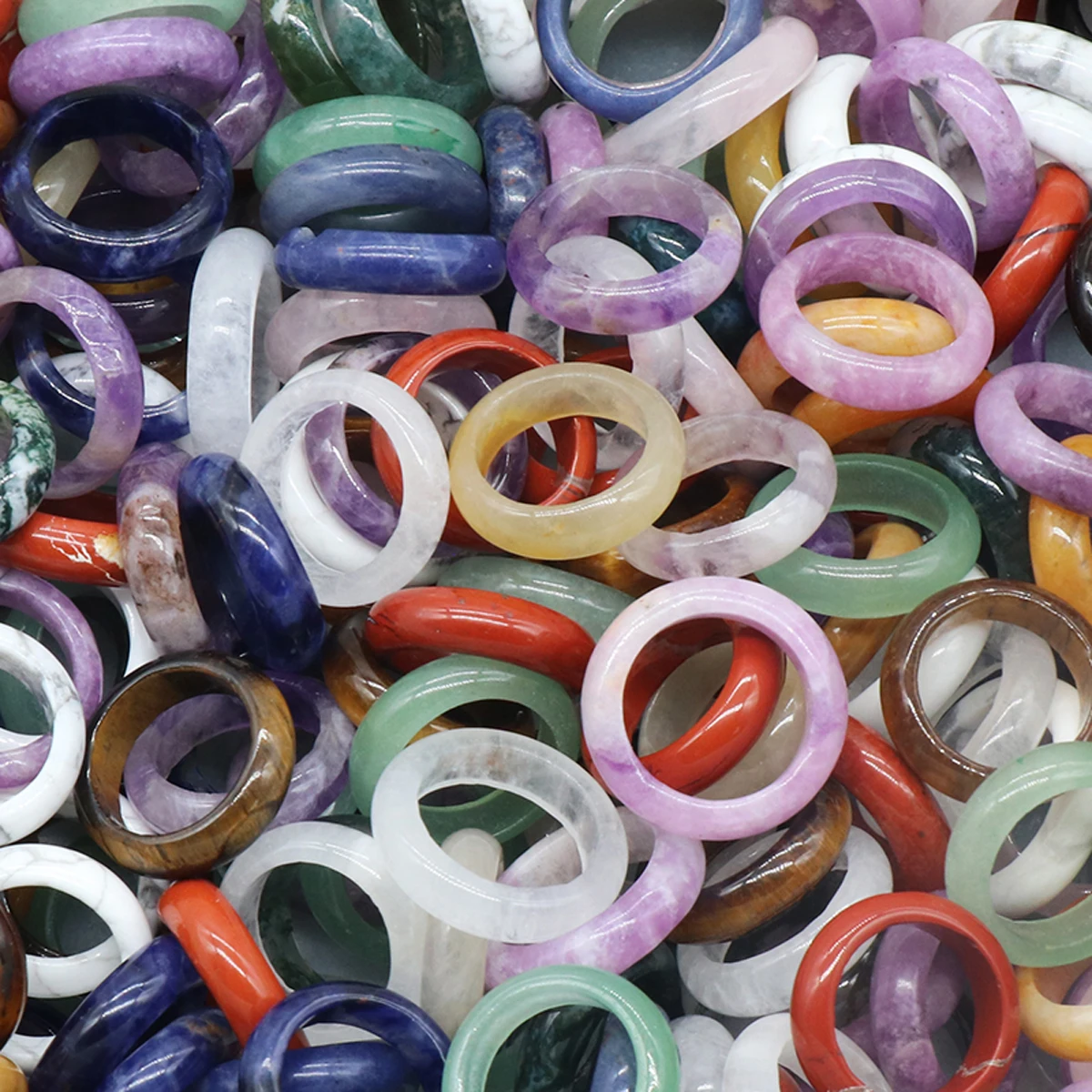 

Natural Stone Rings Exquisite Healing Crystal Agate Stone for Gift Jewelry Party
