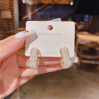 temperament french geometric square white crystal earrings for women korean fashion earring daily birthday party jewelry gifts