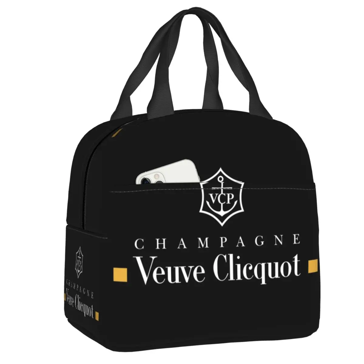

Luxury Champagne Veuve Clicquot Lunch Box for Women Waterproof Cooler Thermal Food Insulated Lunch Bag School Kids Picnic Bags
