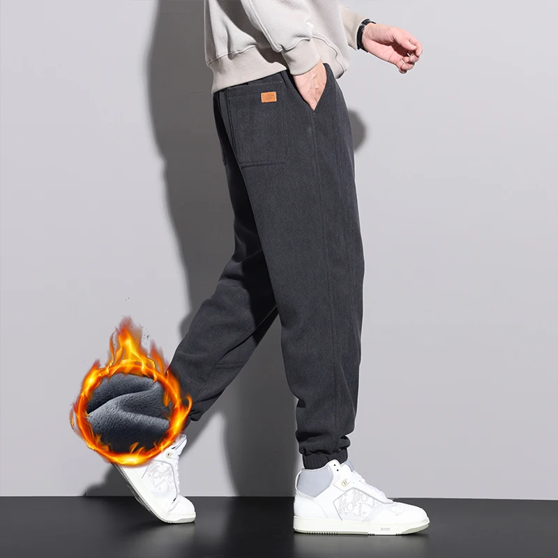 Зимние мужские флисовые спортивные штаны повседневные тонкие утепленные теплые