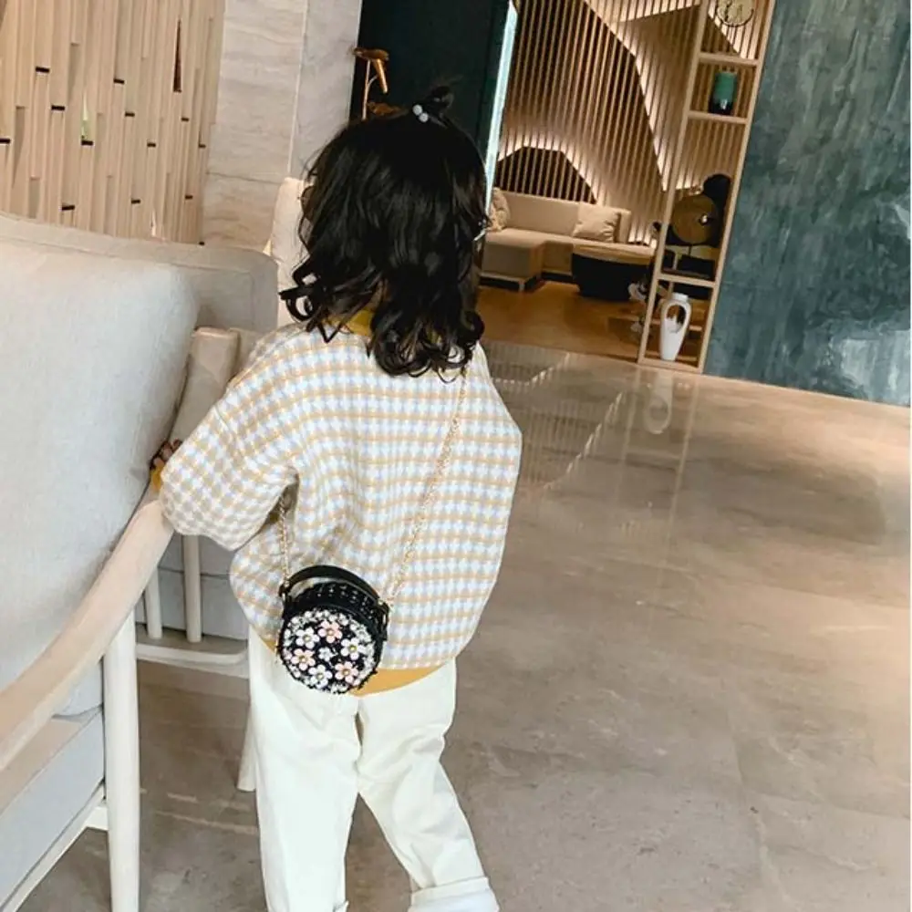 Милая металлическая цепочка с цветком круглая сумка шерстяная жемчужная свежая