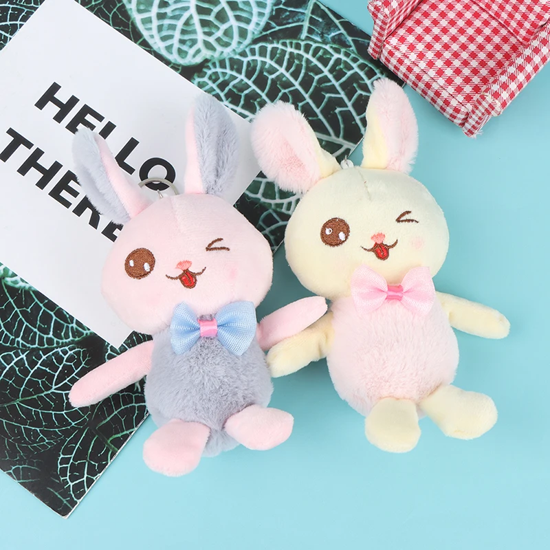 

Cute Bow Tie Rabbit Bunny Plush Toy Stuffed Animal Doll Kids Toys Christmas Birthday Gifts Animal Hanging Ring Toy 12Cm