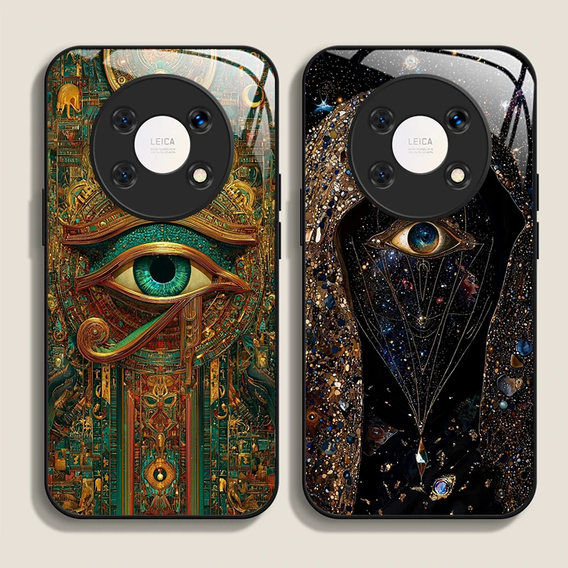 Фото Чехол для телефона из закаленного стекла в стиле ретро Devil Eye Mysterious Totem для Huawei Nova 13 12 SE 11 10 Pro Mate 70 60 40 30 P60 P50 P40 №1