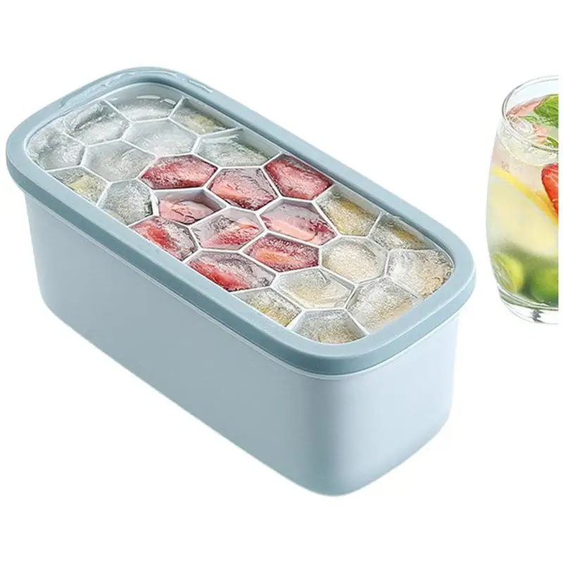 

Cavity Ice Cube Tray Creative Hive-Shape Ice Box Reusable Silicone Cooler Ice Mold With Lid Fruit Juice Freezer Box Summer