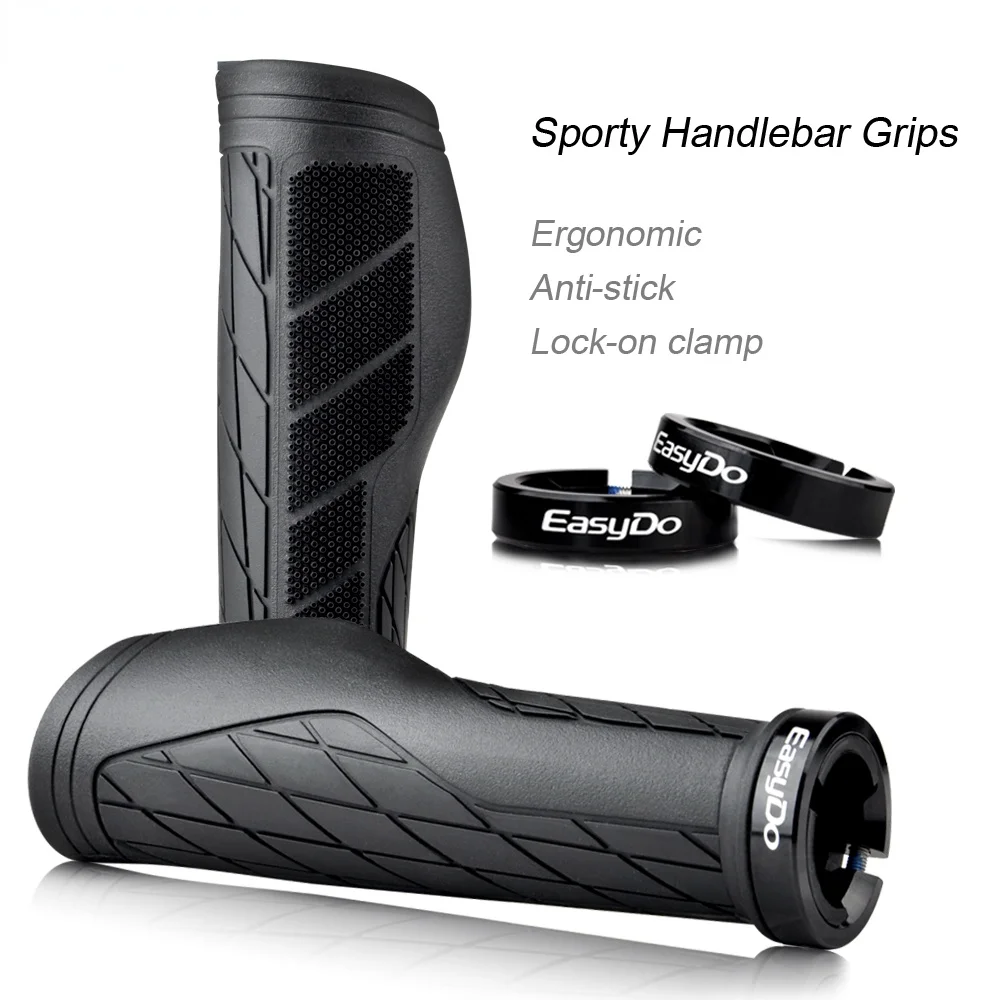 

EasyDo 1Pair Mountain Cycling Bike Bicycle MTB Handlebar Cover Grips Ergonomic Soft Rubber Anti-slip Lock on Handle Grip Bar End