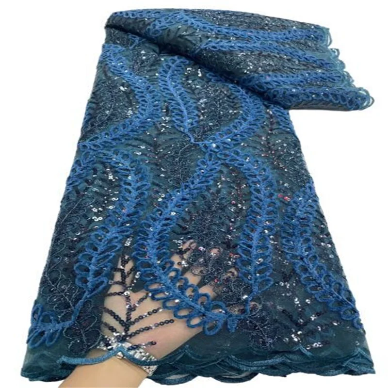 

Новейшая французская кружевная ткань с блестками 2023, высококачественная искусственная ткань с свадебным шитьем, 5 ярдов