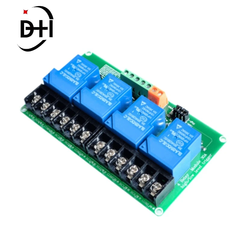 

4 channel relay module 30A with optocoupler isolation 5v 12v 24v supports high and low Triger trigger for Smart home