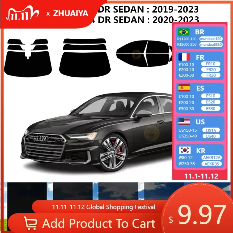 

Нанокерамическая Автомобильная УФ-пленка Precut для окна, автомобильная пленка для окна AUDI S6 4 DR SEDAN 2020-2023