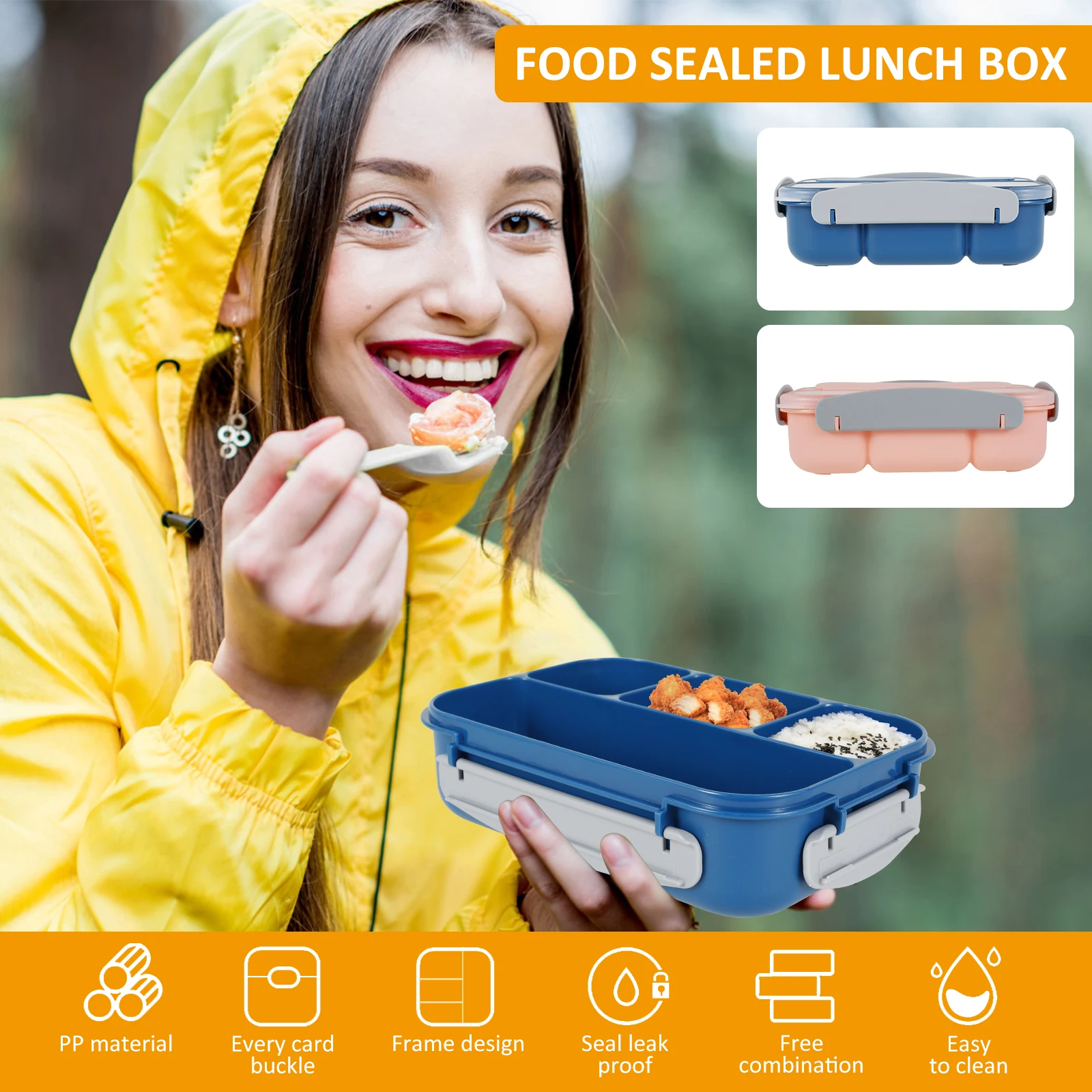 

27Pcs Bento Box Lunch Box Kit Reusable Bento Lunch Box Set 1300ml Lunch Food Container with Compartments Leak-proof Bento