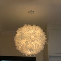 modern feather led pendant light e27 lamp holder fairy hanging lamps goose feather bedroom dining room loft ceiling chandelier