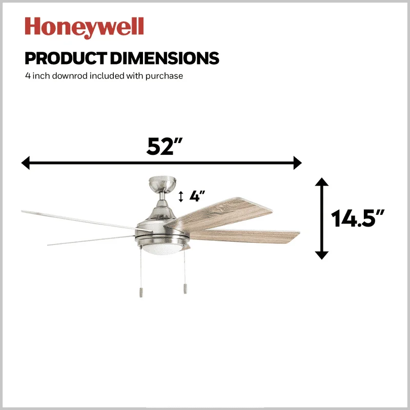 

52" Brushed Nickel LED Ceiling Fan with Integrated Light