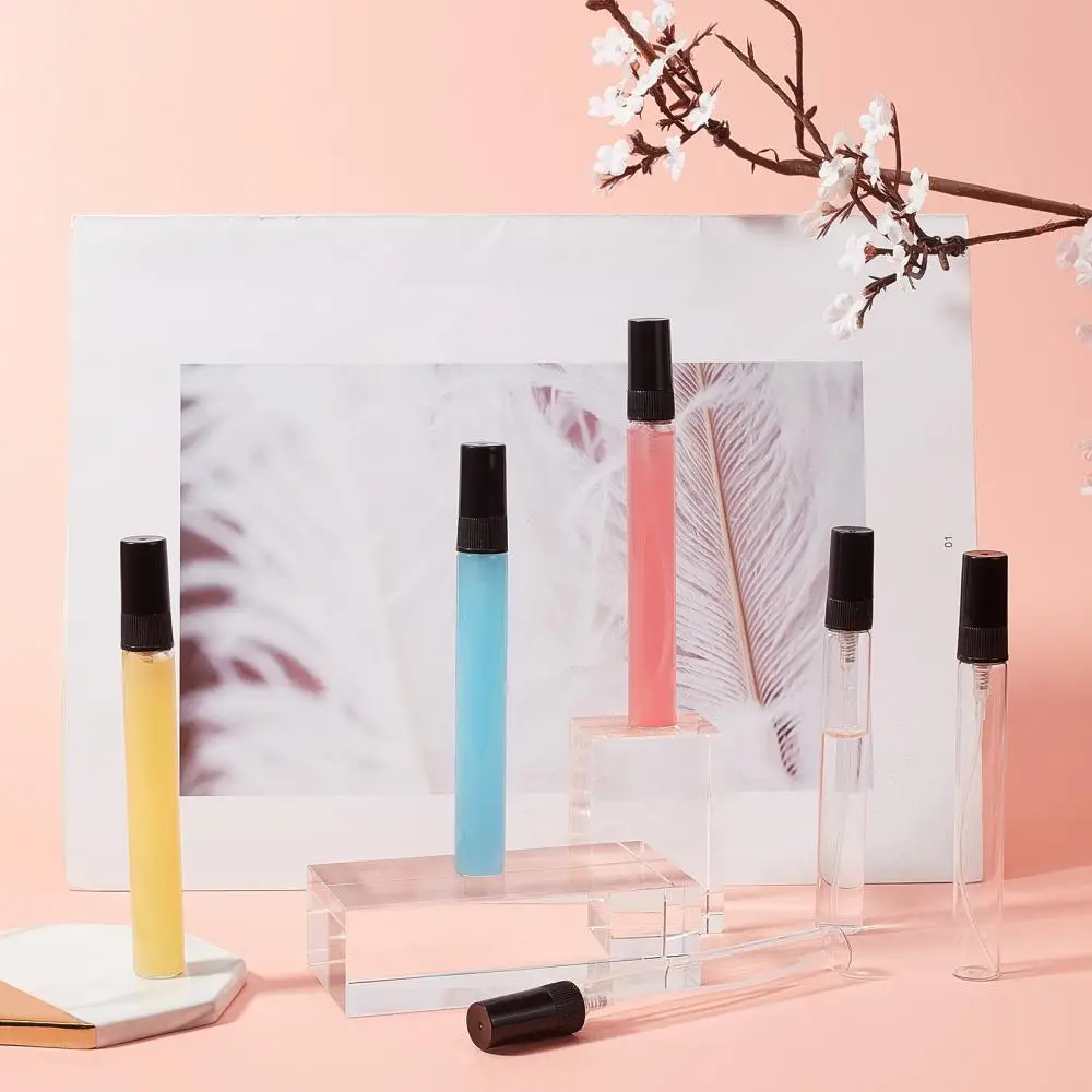 25Pcs Mini Refillable Glass Spray Bottles 10ml Clear Tube Jars for Perfume Essential Oil Storage Portable Travel Accessories