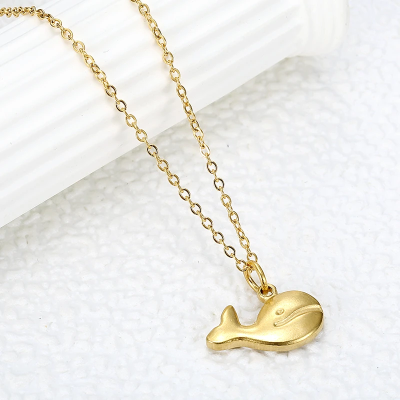 

Creative Stainless Steel Whale Pendant Necklace Charming Women's Party Gold Clavicle Chain Cute Girl Jewelry Gift