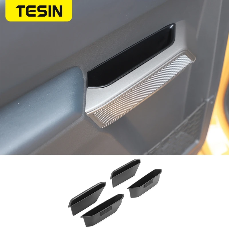 TESIN 8 Pcs Car Door Armrest Handle Holder Storage Box For Ford Bronco 2021 2022 Tray Organizer Interior Accessories |