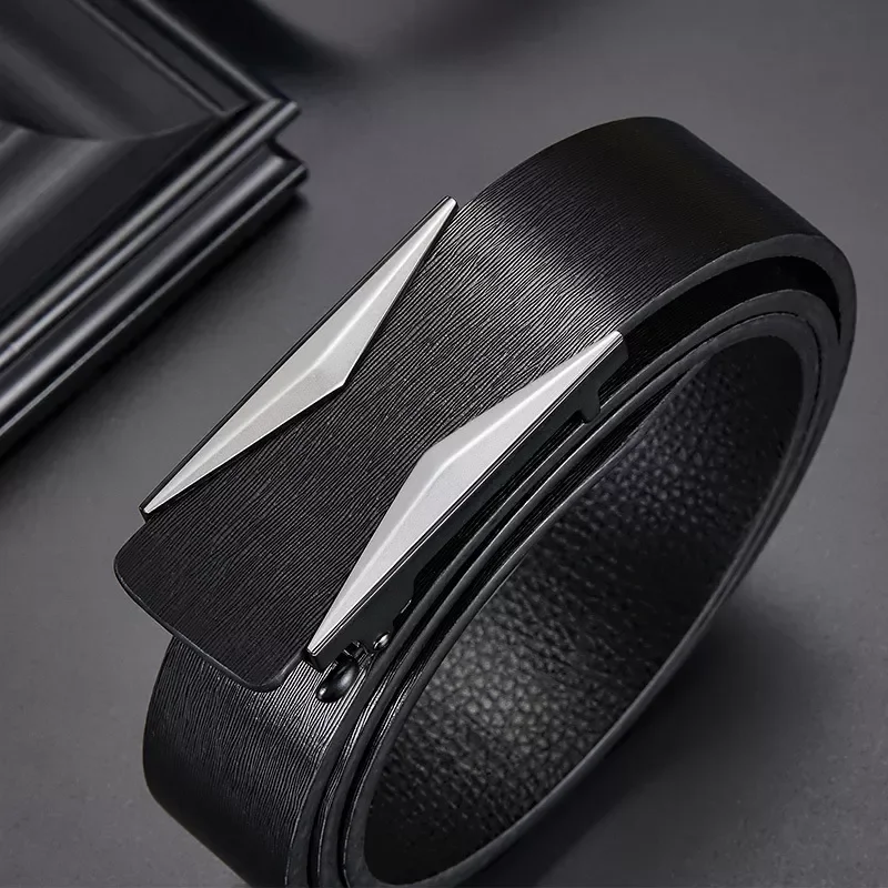 

2022 Belts for 3.5cm Width Sports Fashion Automatic Buckle Black Genuine Leather Men's Jeans High Quality Waist Male Strap