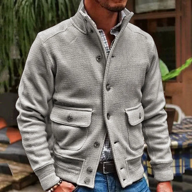 

Winter Warm Thick Knitting Jackets Men Vintage Turn-down Collar Buttoned Sweatercoat Mens Casual Solid Knitted Sweater Cardigans