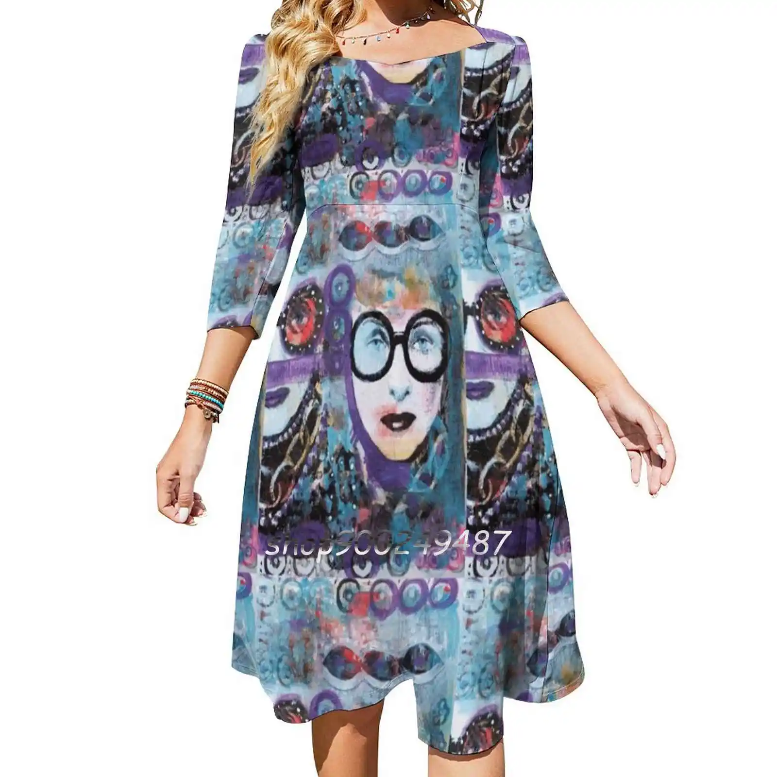 Iris Apfel Original Art By Jacqueline Myers-Cho платья для женщин трапециевидной формы в корейском
