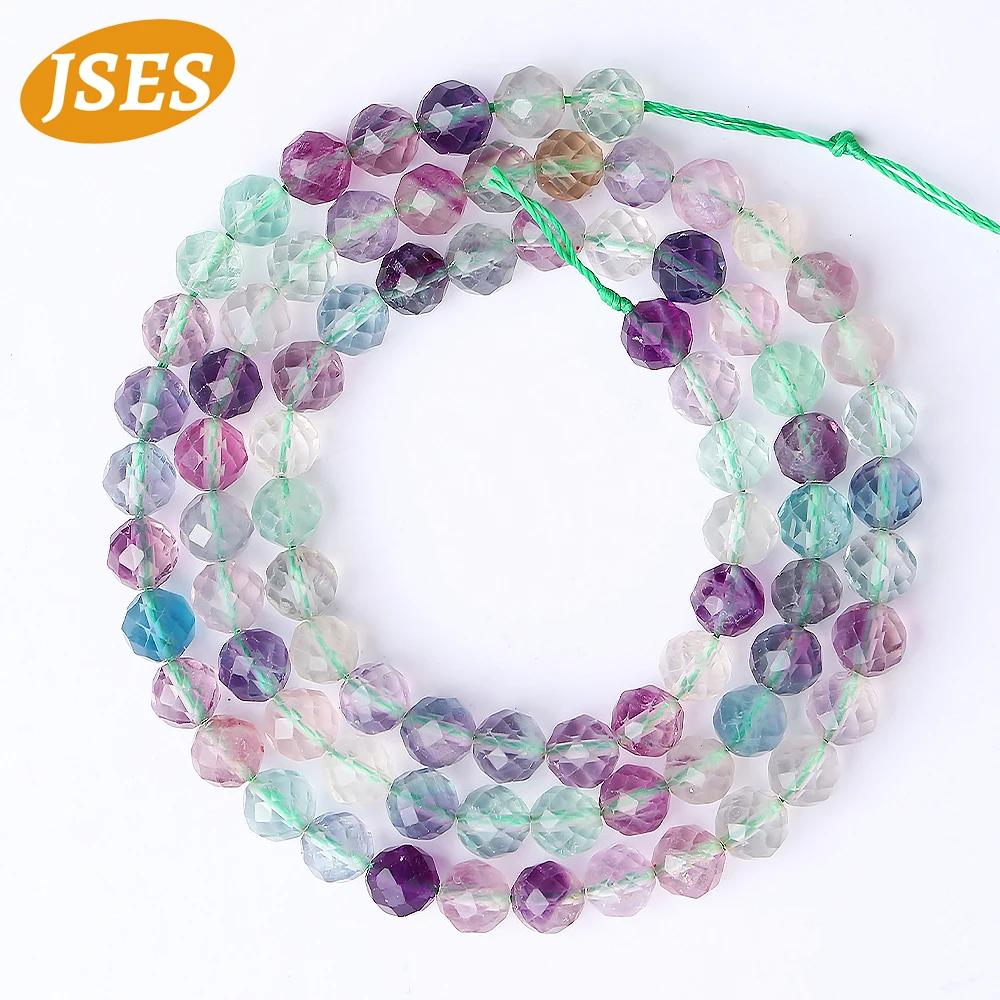 JSES натуральные красочные флюоритовые граненые бусины свободный камень