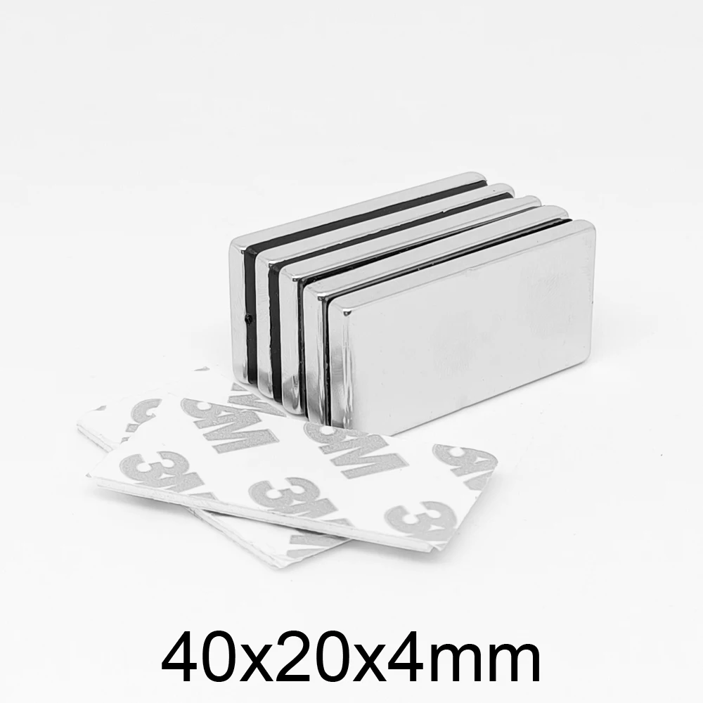 

1/2/5/10/15/20 шт. 40x20x4 мм блок мощный сильный магнит 40x20x4 Постоянный магнит NdFeB с самоклеящимся 3 м 40*20*4