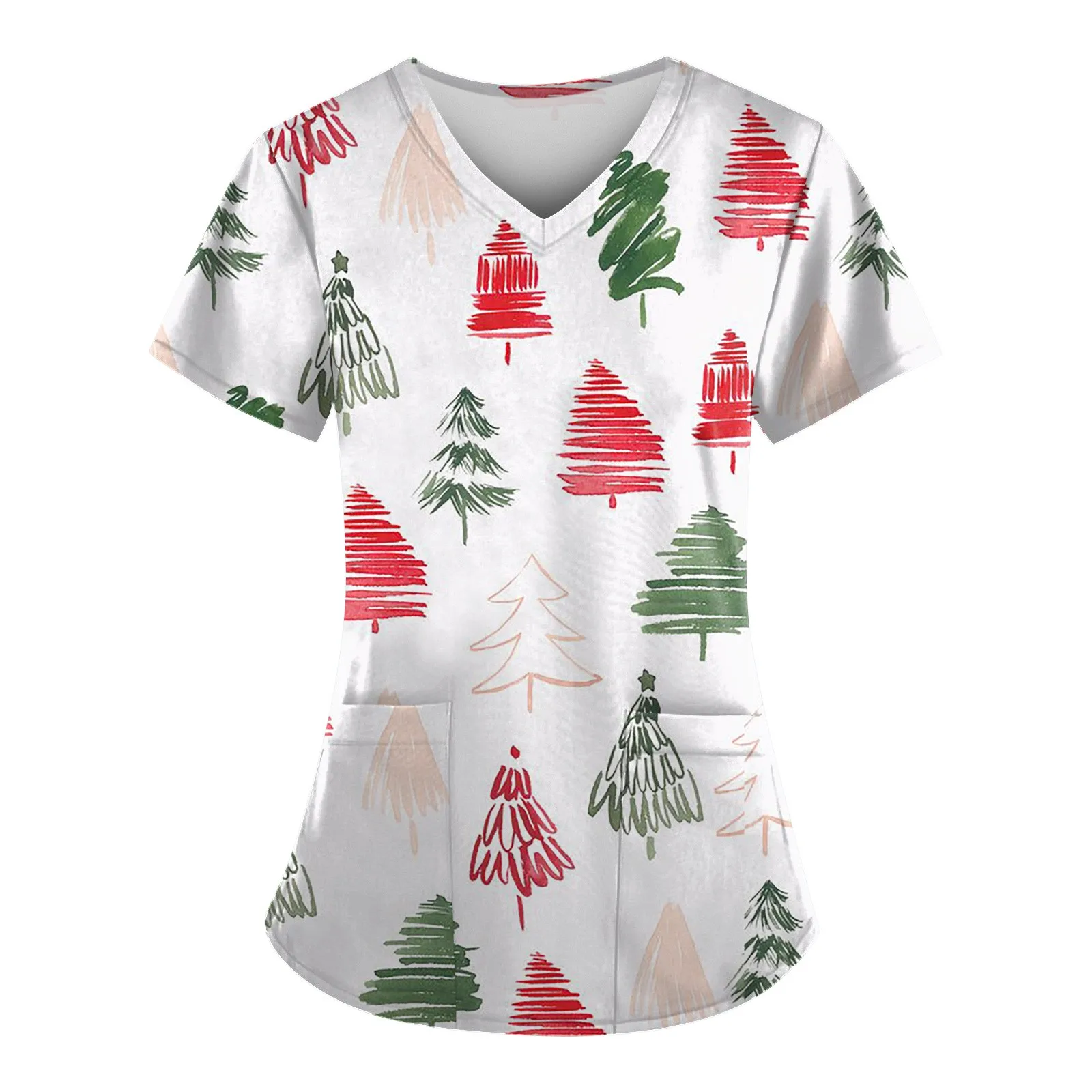 

Рождественский женский модный Повседневный Защитный Рабочий костюм с принтом и V-образным вырезом, новый модный простой осенне-зимний женский топ 2023