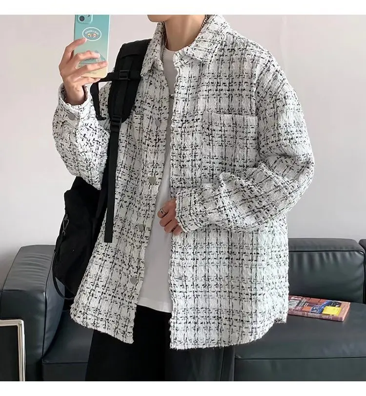 

Куртка мужская демисезонная с длинным рукавом, Дизайнерская верхняя одежда, винтажный Повседневный модный Свободный кардиган на пуговицах, с лацканами