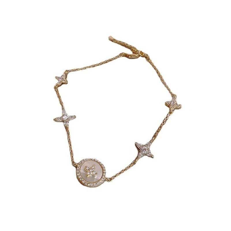 Велючий роскошный корейский женский браслет с кристаллами и медной ювелирной