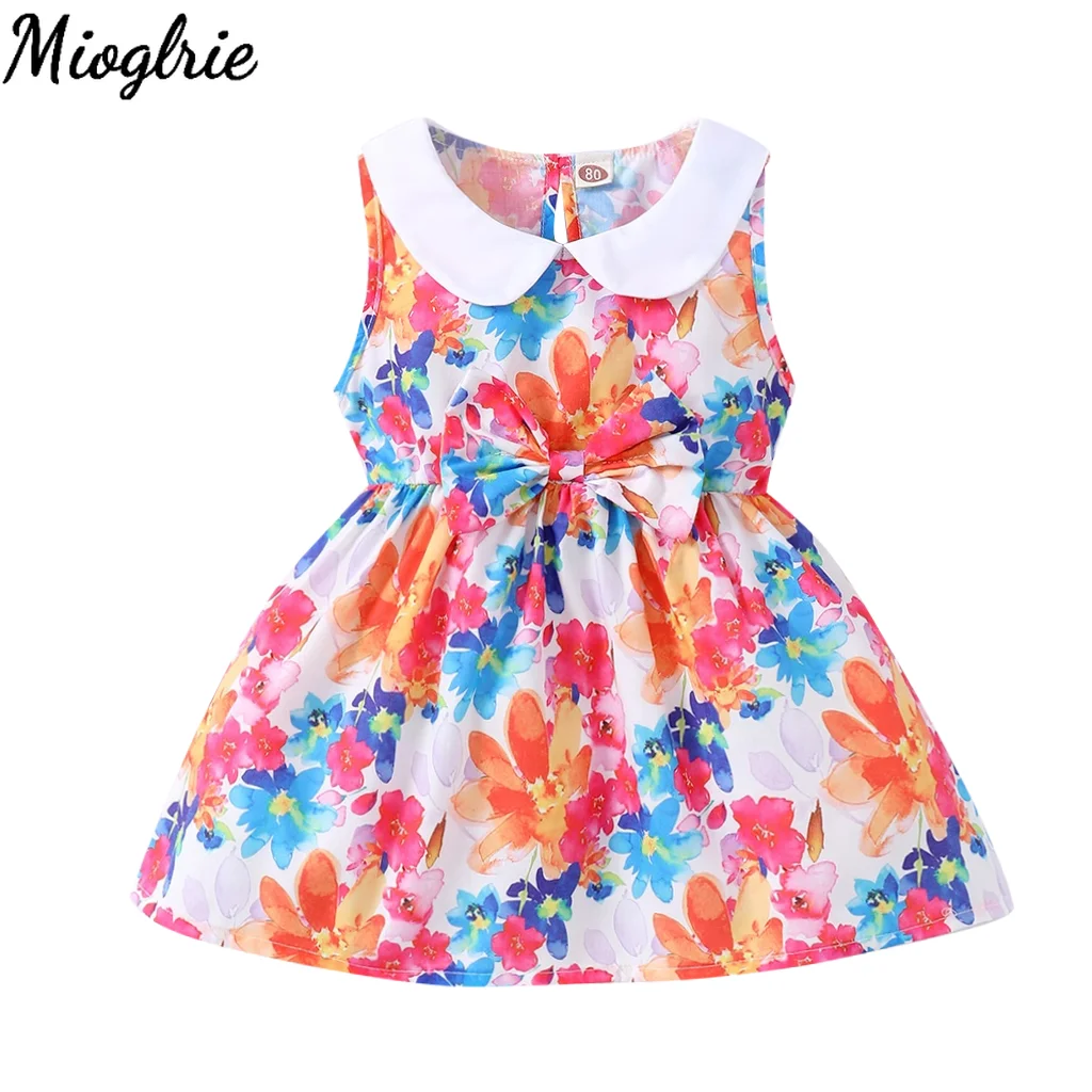 

Новинка 2022, Модный летний костюм, юбка без рукавов с цветочным рисунком, одежда для маленьких девочек, платья принцессы, платье для новорожд...