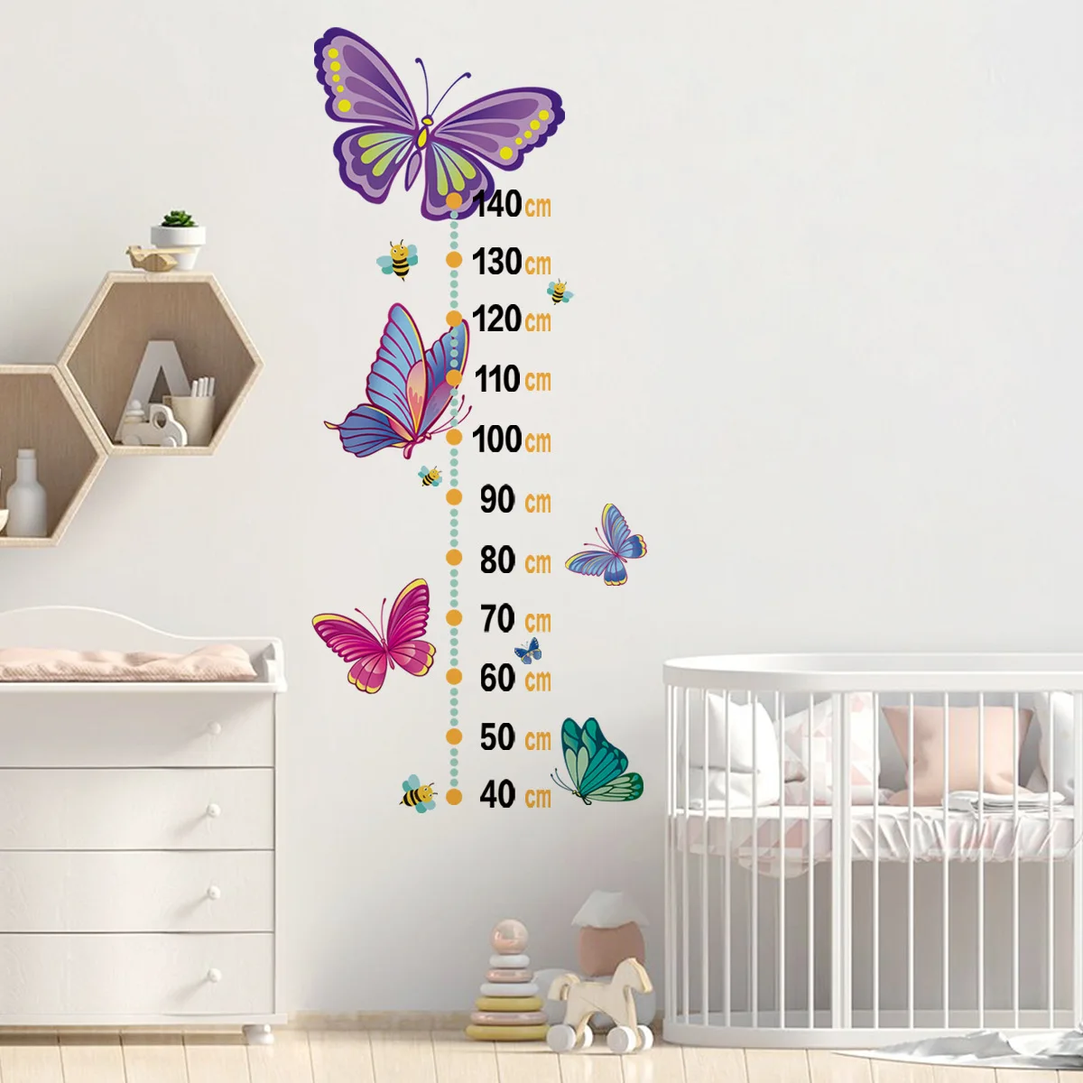 

Butterflies Growth Chart for Kids Girl Wall Stickers Measure Height Wall Chart Children Ruler Nursery Room Decor Wall Art