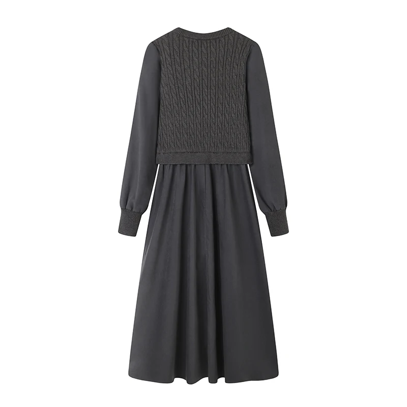 Высококачественное серое женское платье Aige с длинным рукавом осень 2023 новые