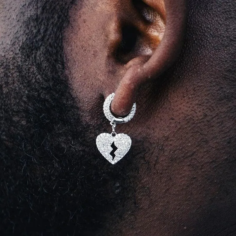 

New Trendy Heart Dangle Earrings for Men/Women Silver Color Newly Designed Rock Love Earrings Brilliant Cubic Zircon Jewelry