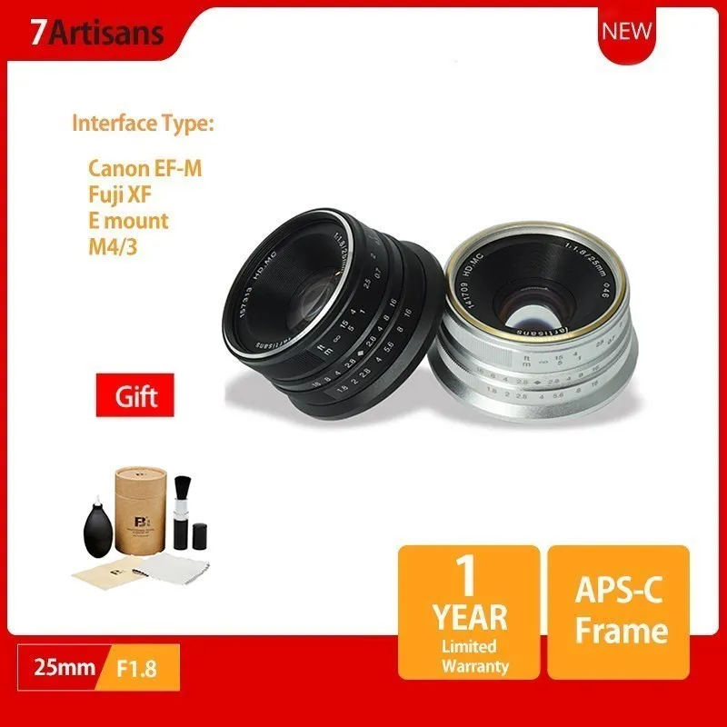 Объектив 7artisans с постоянным фокусным расстоянием 25 мм F1.8 для Sony E Mount /Fujifilm/Canon EOS-M
