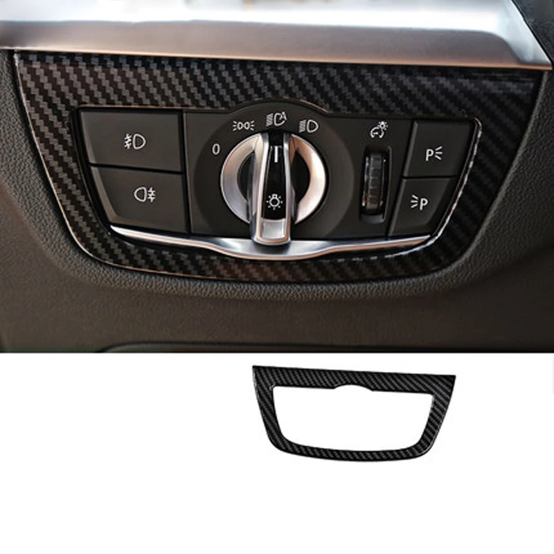 

car Accessories For BMW X3 G01 2017 2018 ABS carbon fiber Front Headlight Head Light Lamp Switch Button Molding Cover Kit Trim