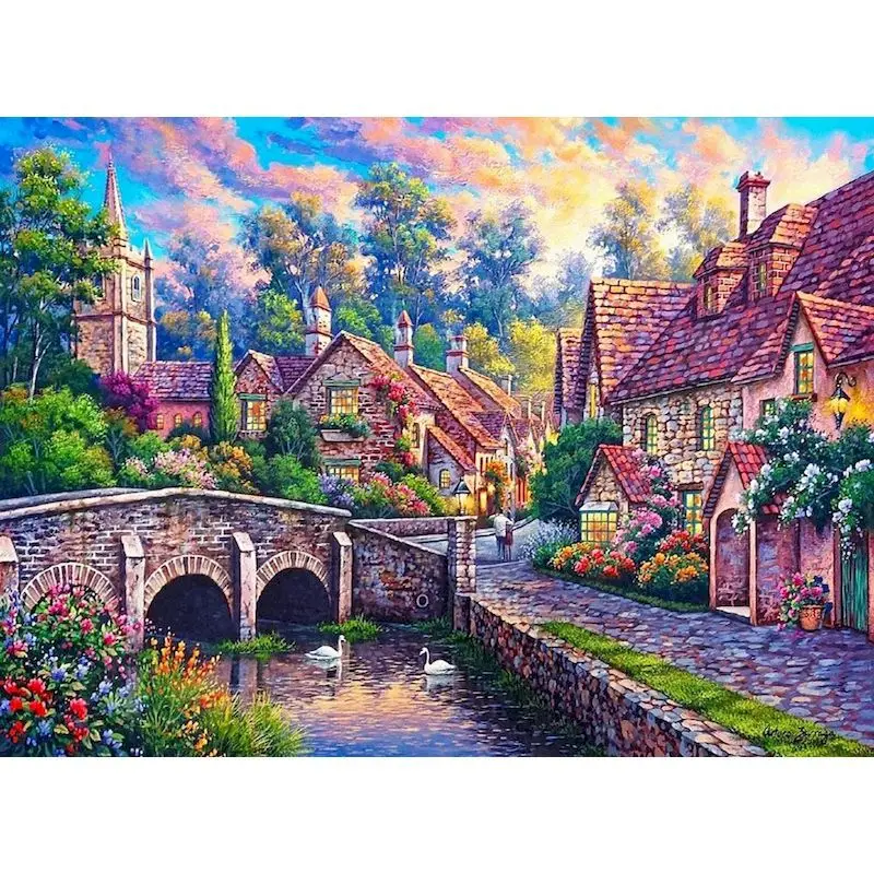 

GATYZTORY Frame Town Landscape DIY Painting By Numbers Handpainted Oil Painting Home Wall Decor Artwork 40x50cm Wall Arts