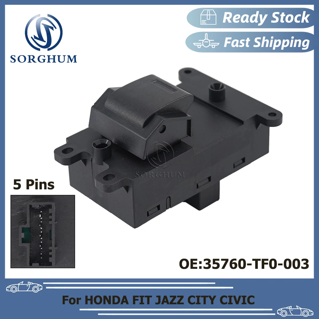 

SORGHUM Car Rear Left Right Power Master Window Switch 35760-TF0-003 35760TF0003 For HONDA FIT JAZZ CITY 2009-2014 CIVIC 12-2015