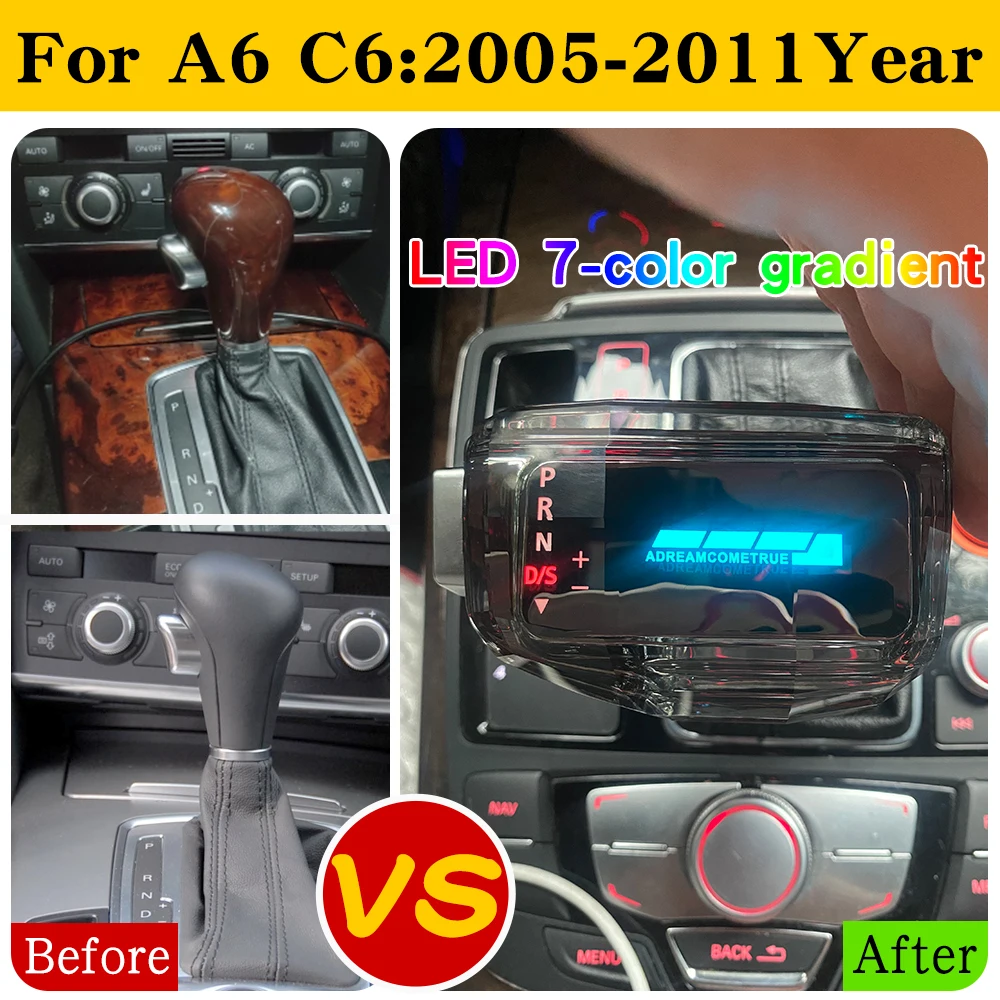 Для Audi A6 C6 C7 A4 B8 S6 A7 A5 Q5 Q7 4L A3 8P S5 Ручка переключения передач LED Crystal Тяга коробки