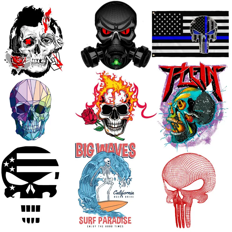

Grim Reaper Iron on Transfers for Clothing Skull Patch Thermo-adhesive Letters for Clothes Fusible Textile Transfer Logo Patch