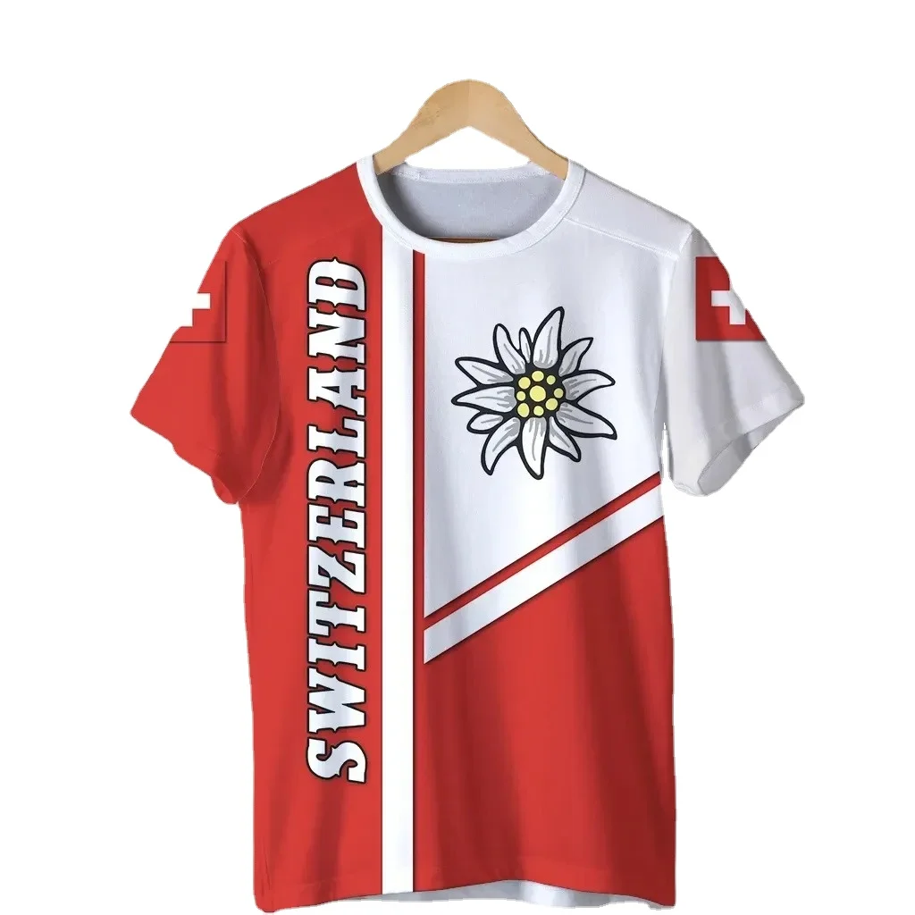 

SWISS Men T Shirt Swiss Flag National Emblem 3D Print Unisex Casual Oversized Short Sleeve Fashion Clothing Harajuku Kids Tops